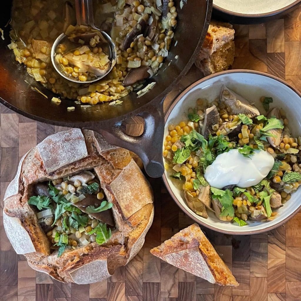 Shiitake Mushroom Stew with Lentils and Leeks