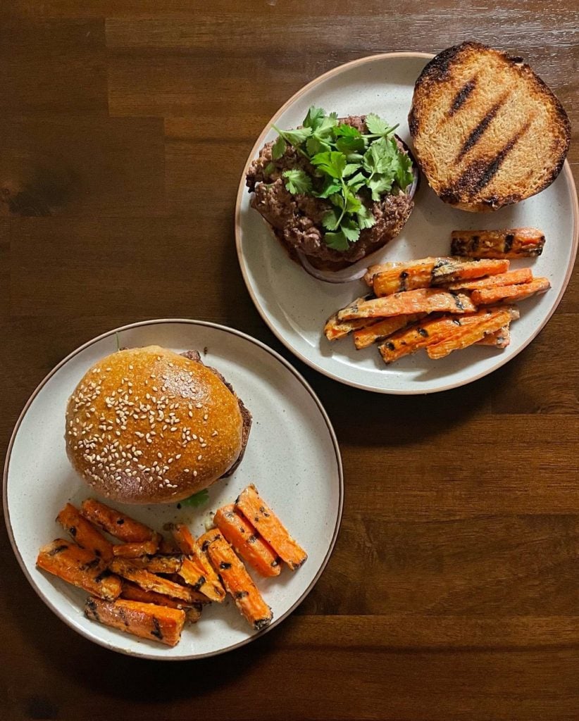 Lemongrass Burgers with Coconut-Lime Carrots