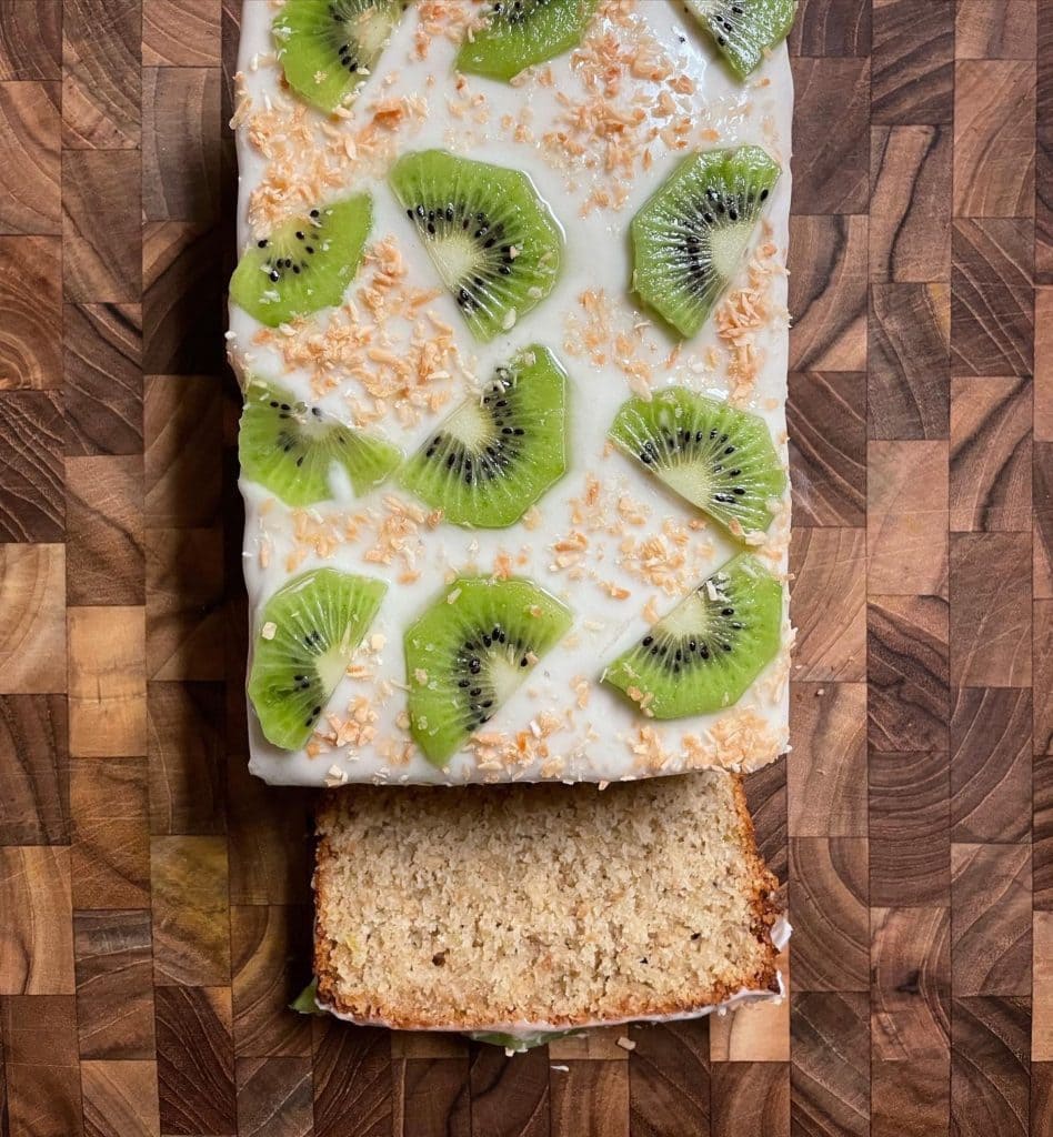 Kiwi, Lime, and Coconut Sourdough Snack Cake