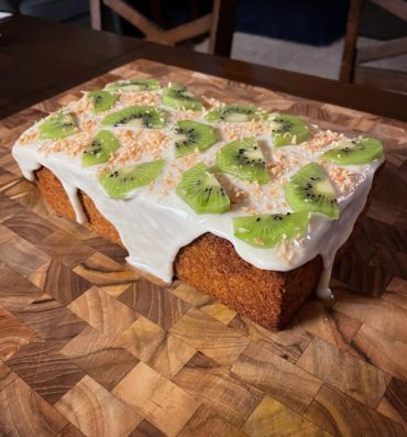 Kiwi, Lime, and Coconut Sourdough Snack Cake