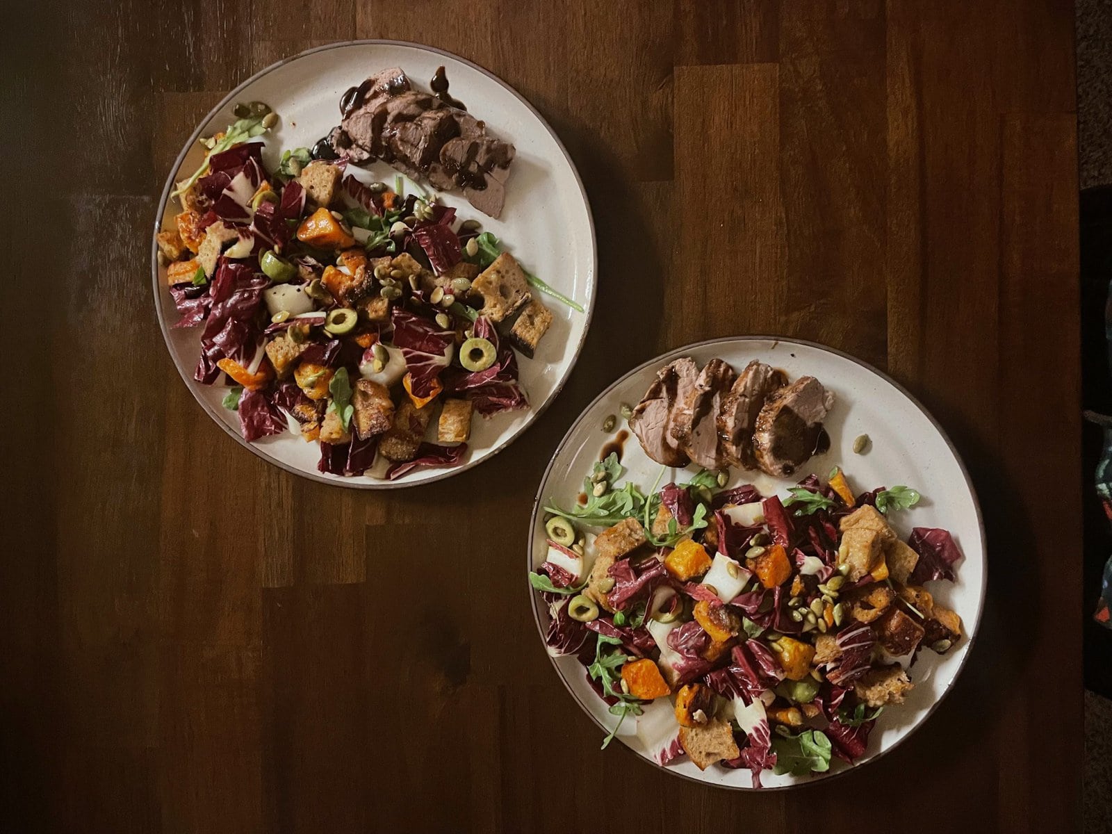 Butternut Squash Panzanella with Balsamic Glazed Pork