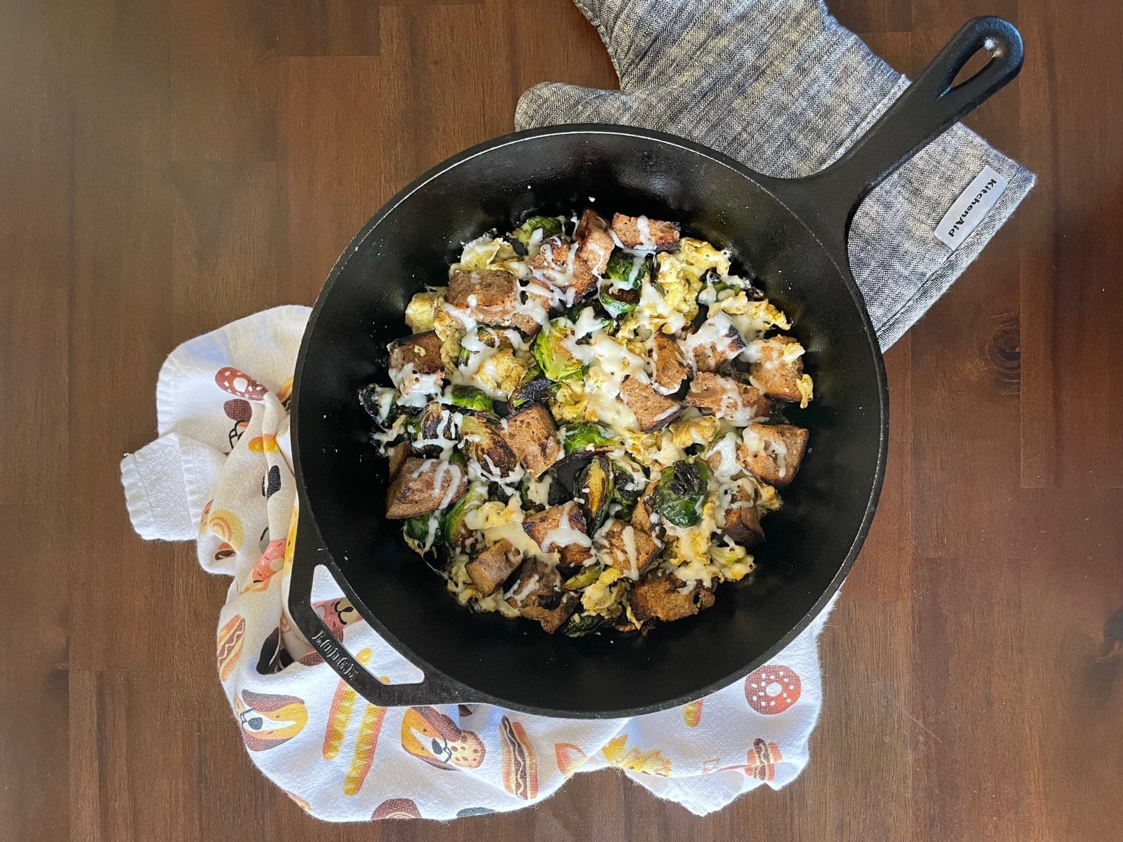 Brussels Sprouts and Sourdough Scramble