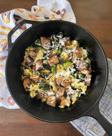 Brussels Sprouts and Sourdough Scramble