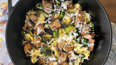 Brussels Sprouts and Sourdough Scramble