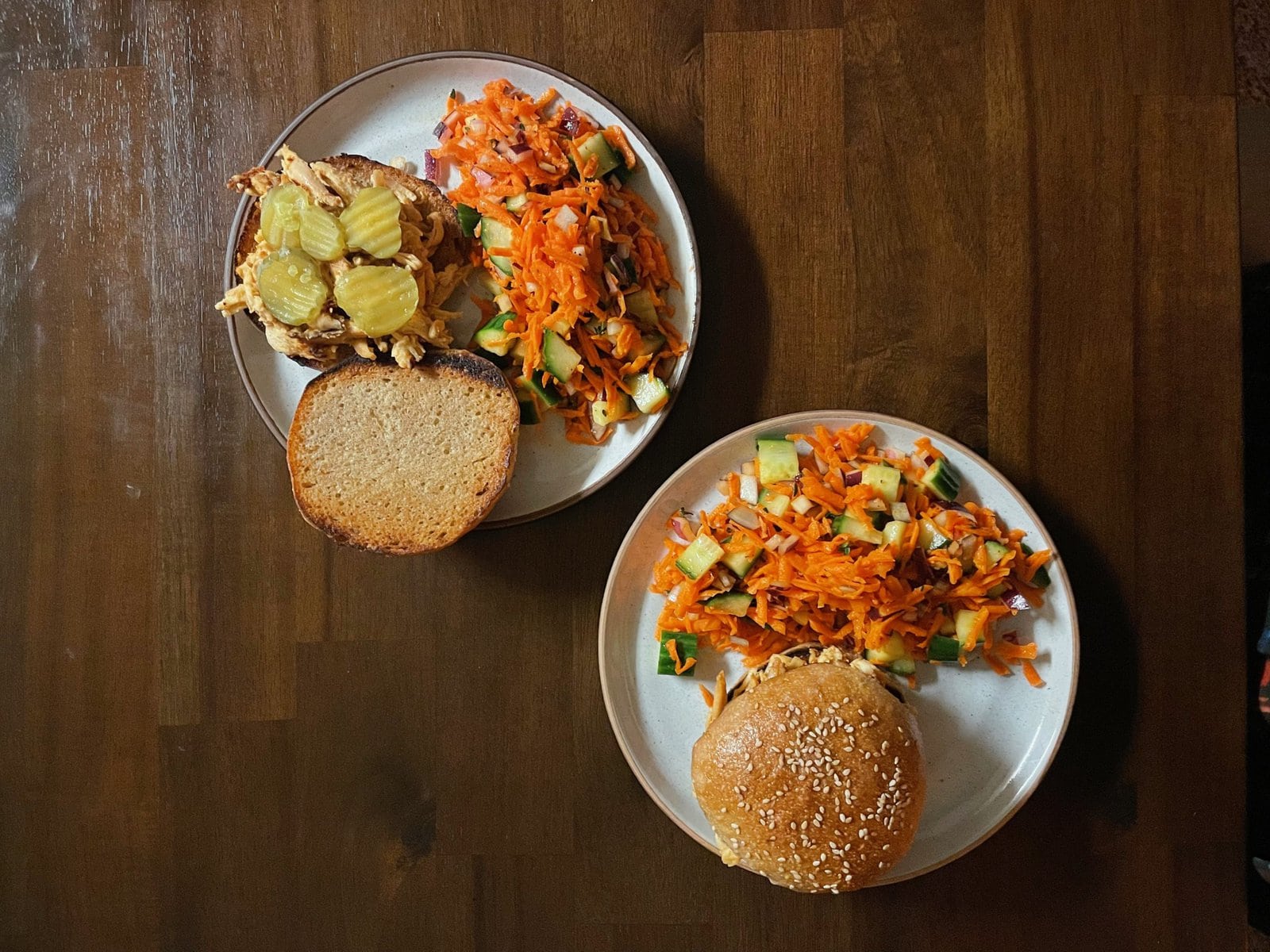 Hot Honey-Mustard Chicken Sandwiches with Cucumber Slaw