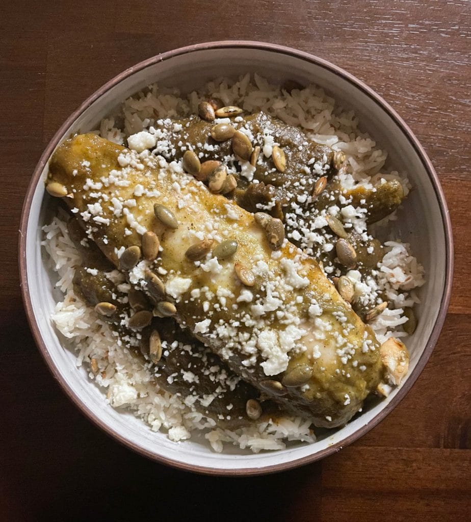 Tilapia in Salsa Verde with Cumin-Scented Rice