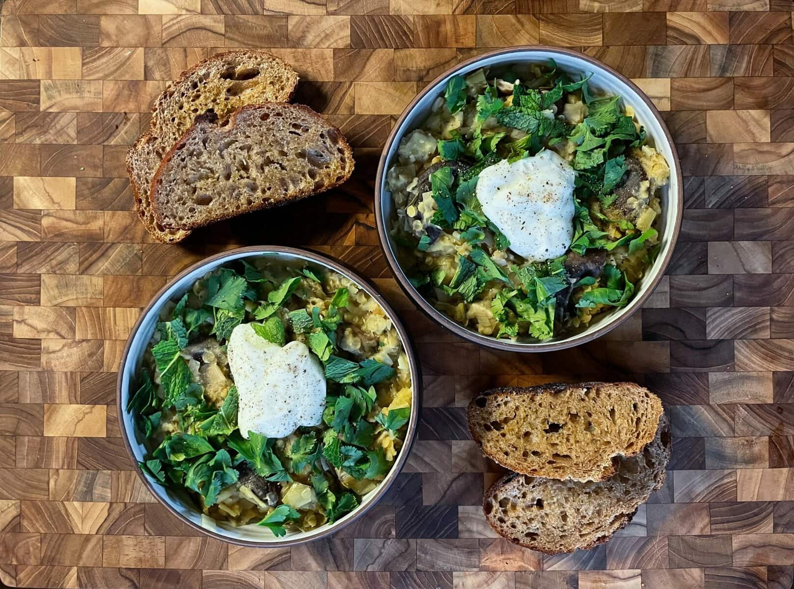 Shiitake Mushroom Stew with Lentils and Leeks