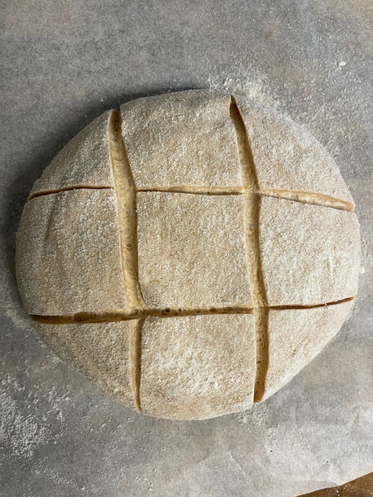 50% Whole Wheat No-Knead Sourdough Bread