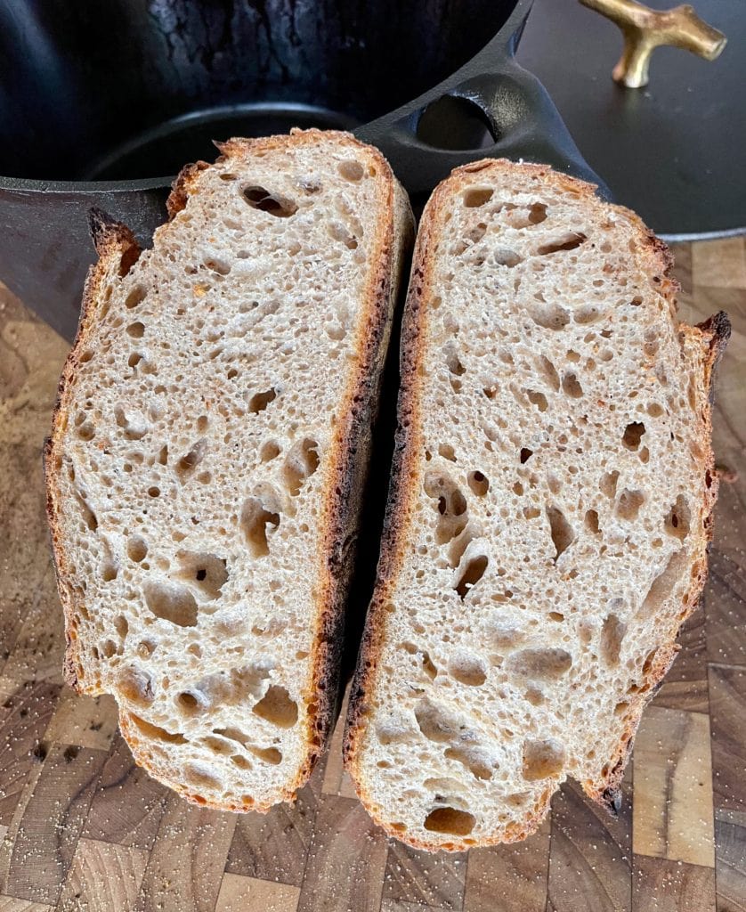 50% Whole Wheat No-Knead Sourdough Bread