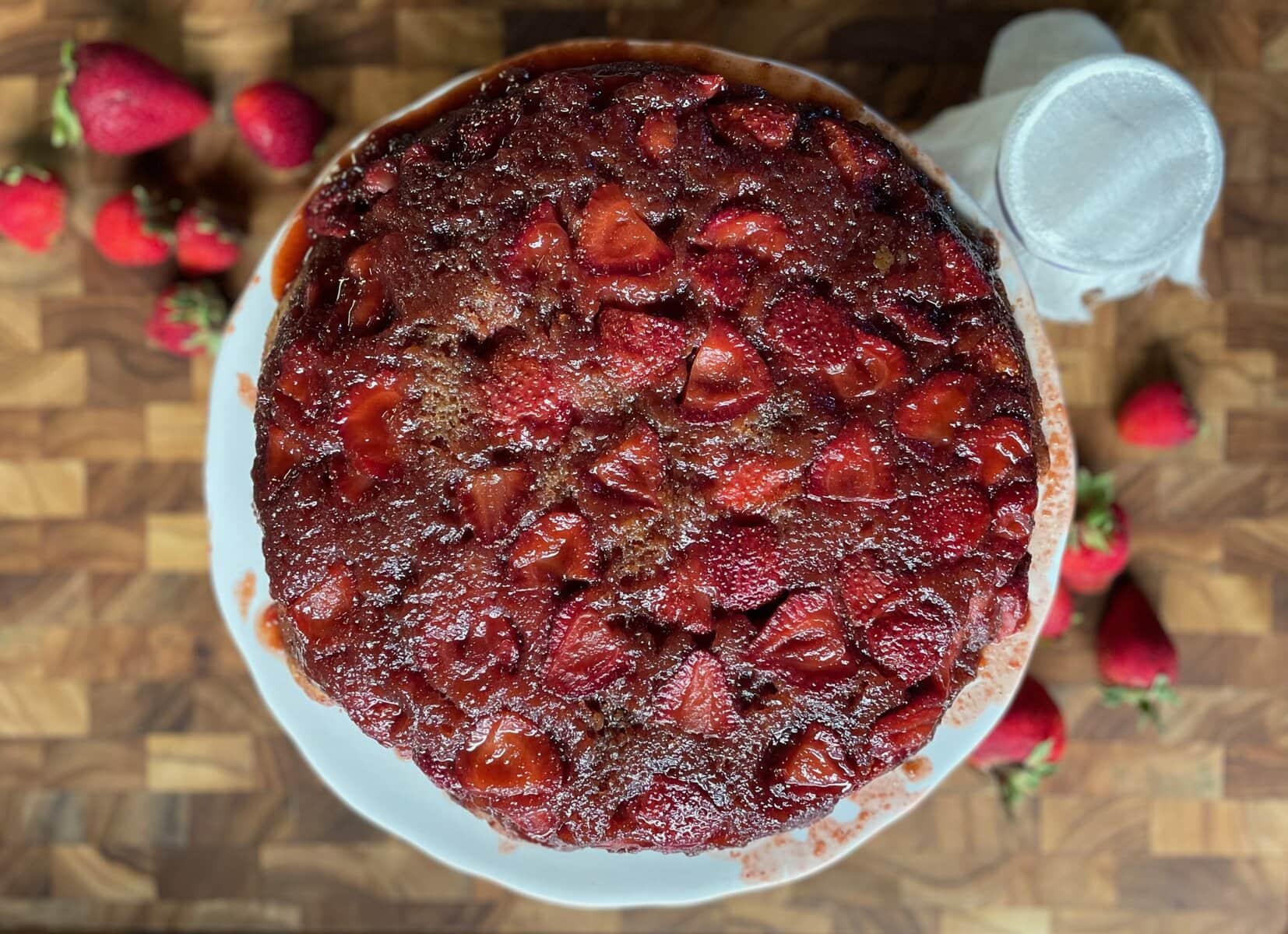 Strawberry Upside-Down Skillet Cake