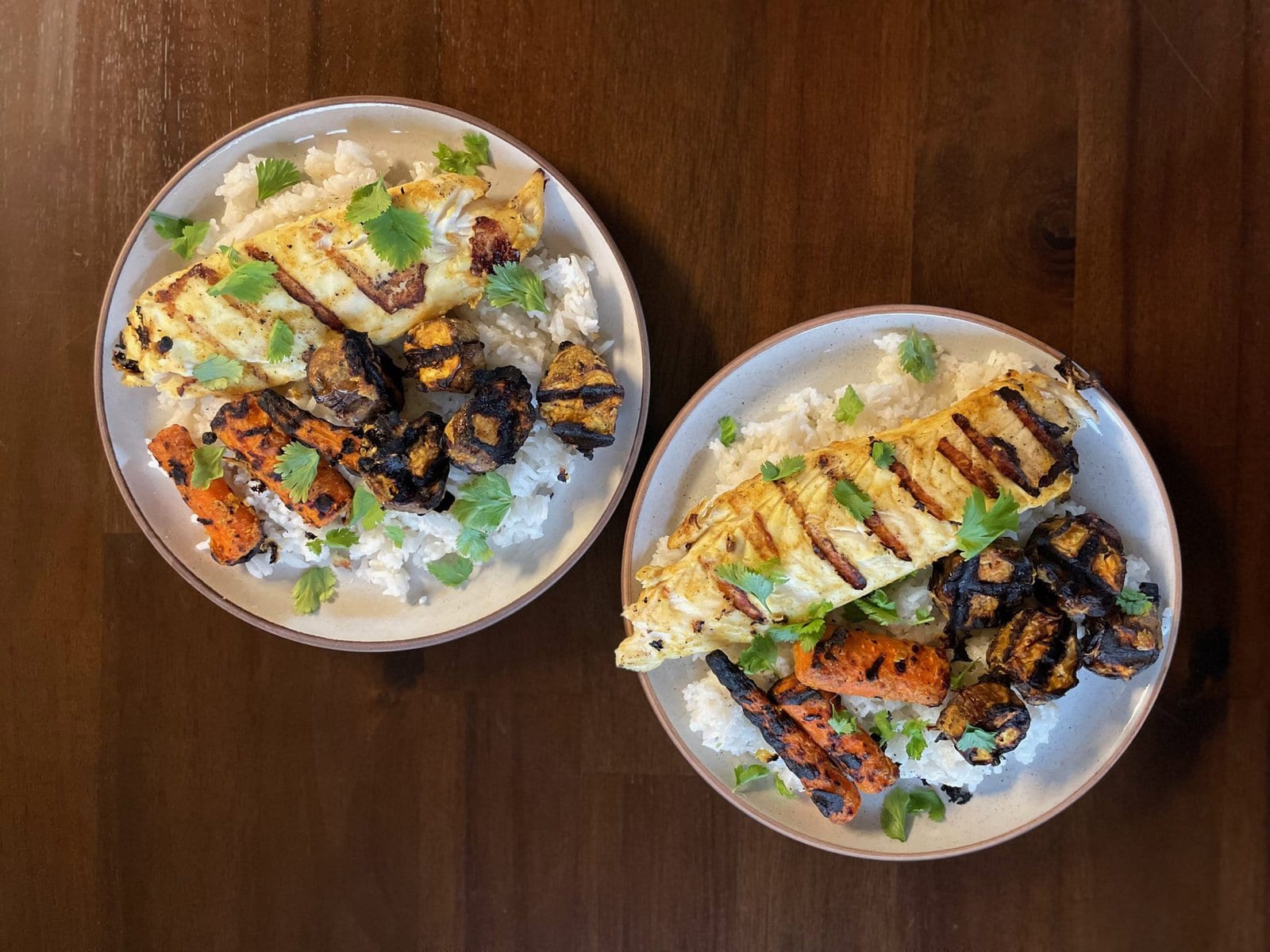 Tandoori-Inspired Fish and Vegetables with Coconut Rice