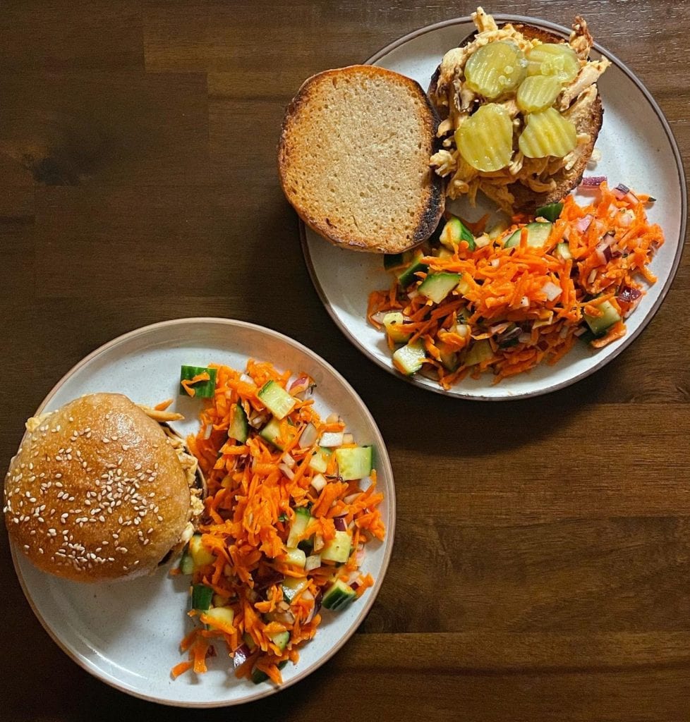 Hot Honey-Mustard Chicken Sandwiches with Cucumber Slaw