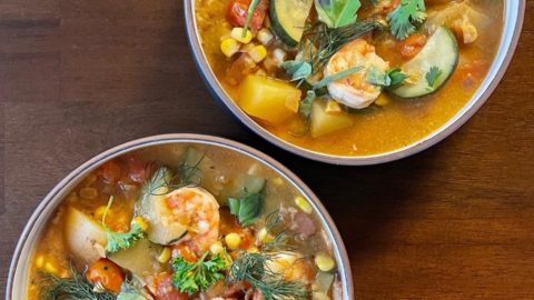 Summer Corn Chowder with Shrimp