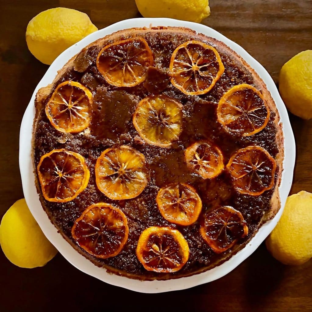 Meyer Lemon and Poppy Seed Upside Down Cake