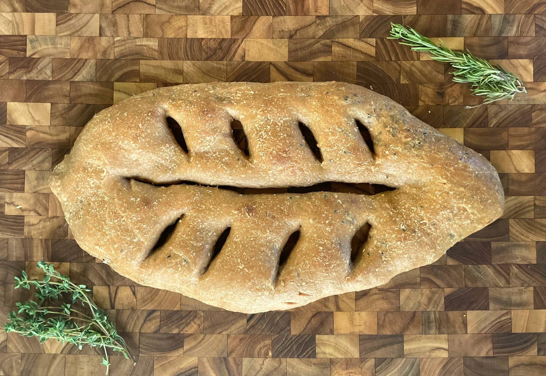 Sourdough Fougasse with Herbs and Seeds