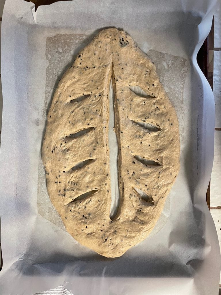 Sourdough Fougasse with Herbs and Seeds