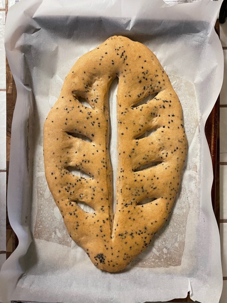 Sourdough Fougasse with Herbs and Seeds