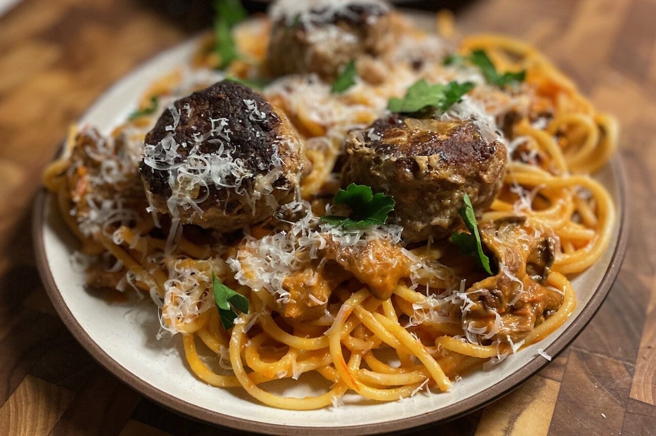 Spaghetti and Meatballs with Mushrooms