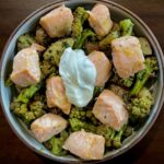 Salmon and Roasted Veggies with Pesto