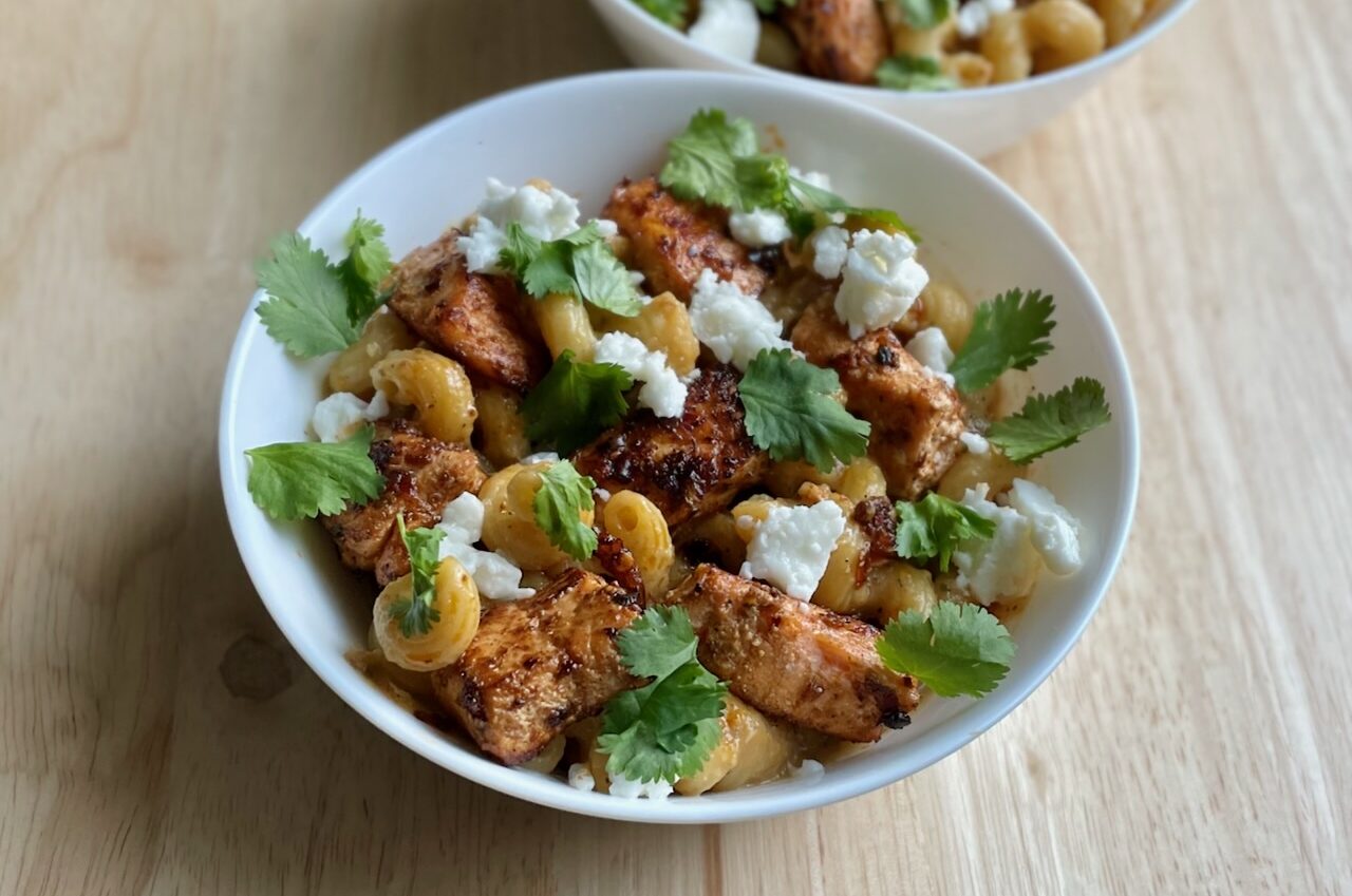 Pasta with Zucchini Sauce and Chili Crisp Salmon