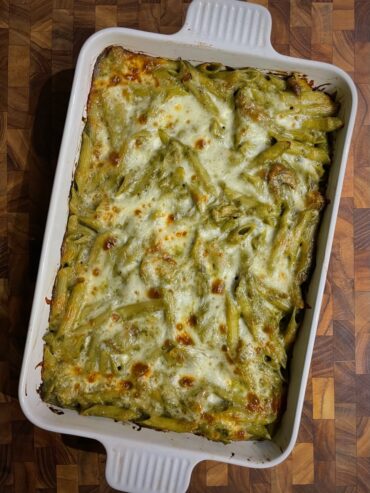 Chicken Pasta Bake with Green Sauce