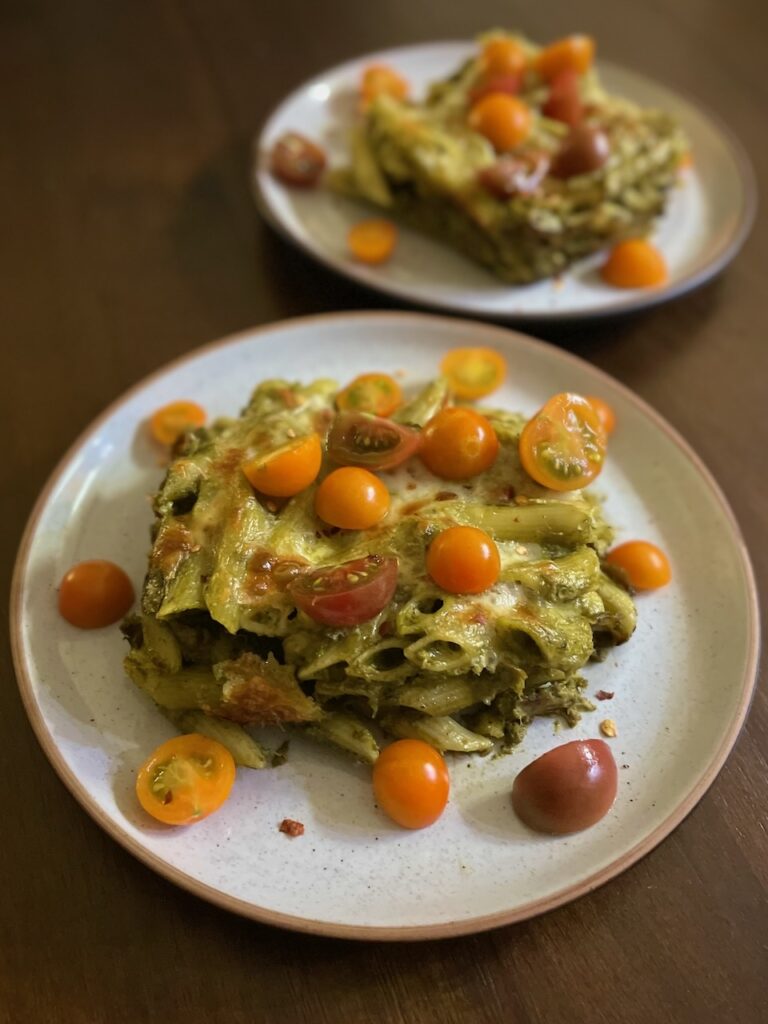 Chicken Pasta Bake with Green Sauce