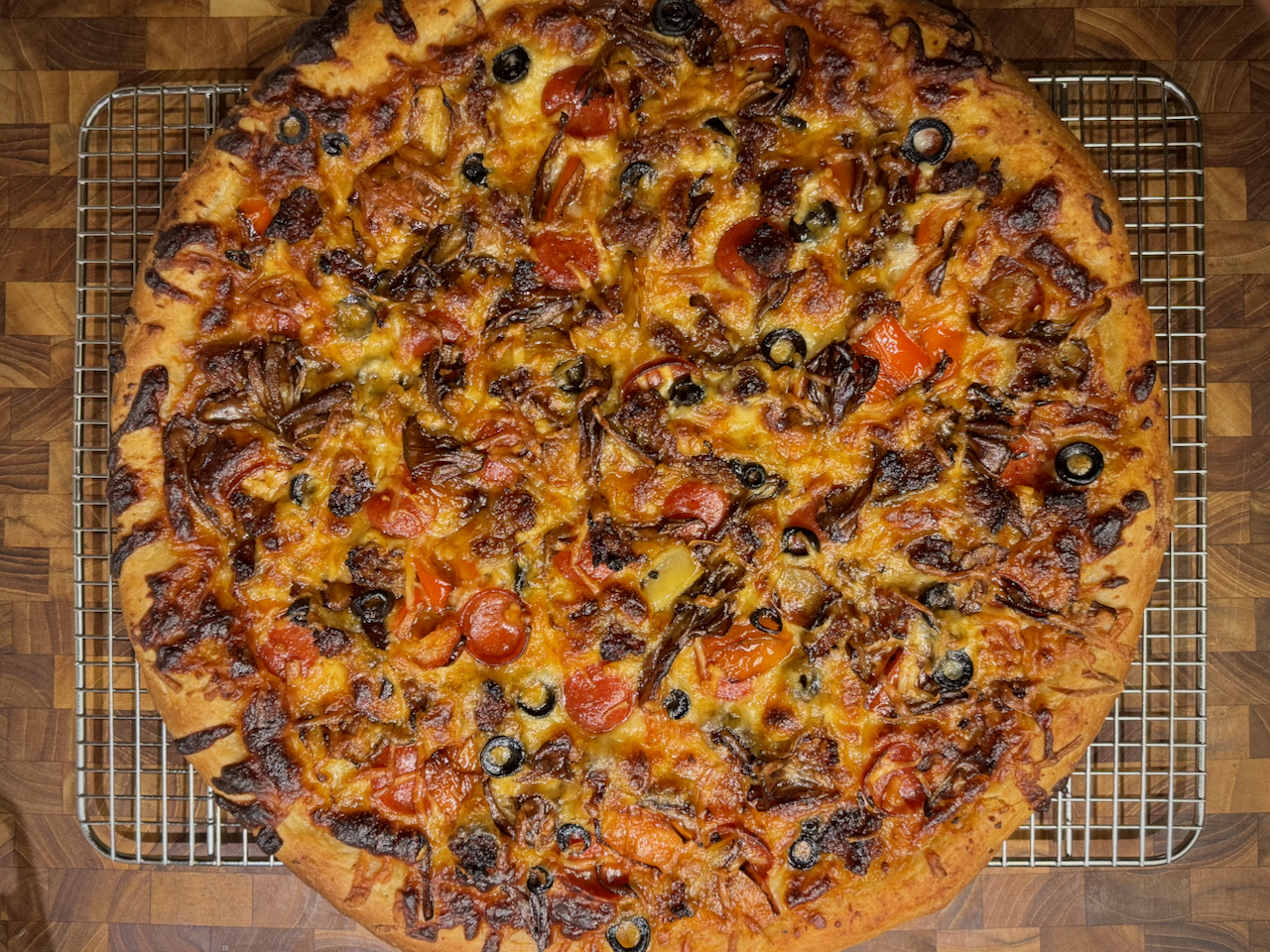 Large No-Knead Sourdough Pizza